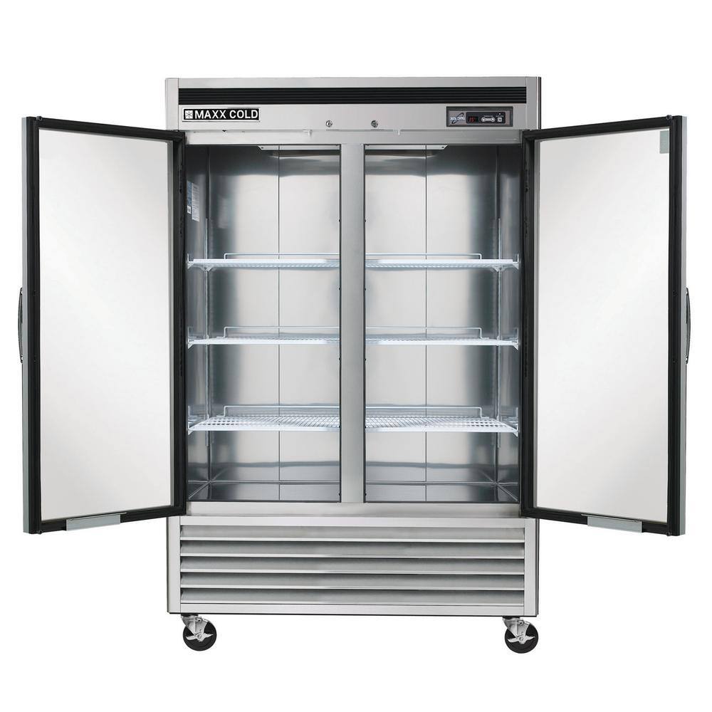 Maxx Cold MCR-49FDHC 54 in. Double Door Reach In Refrigerator Bottom Mount Stainless Steel MCR-49FDHC-V1