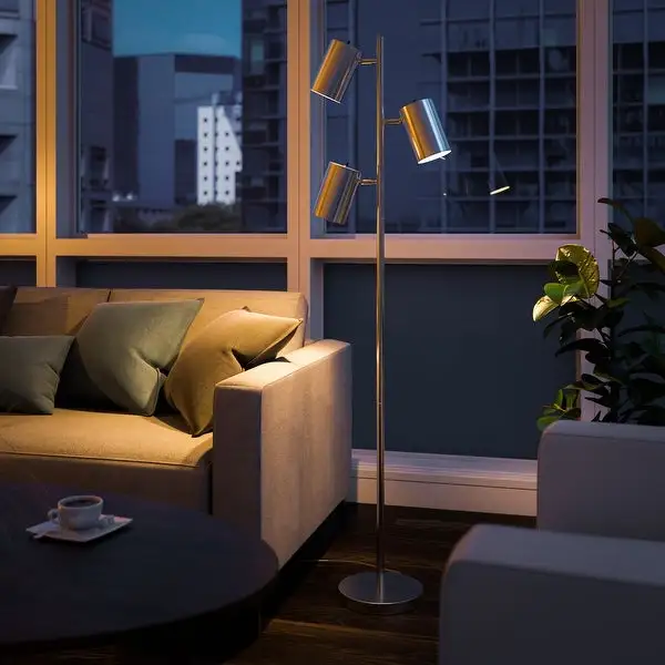 Oak Brush Steel Outside White Inside Tree Lamp