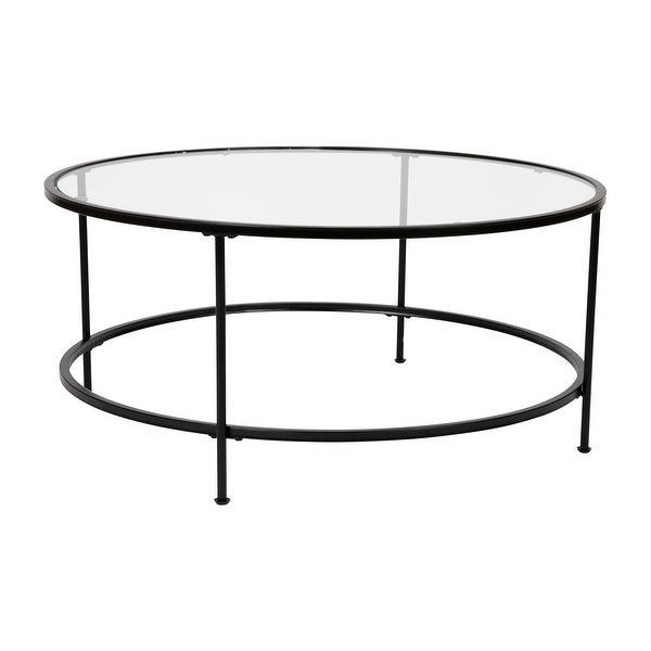 Astoria Collection Round Coffee Table Modern Clear Glass