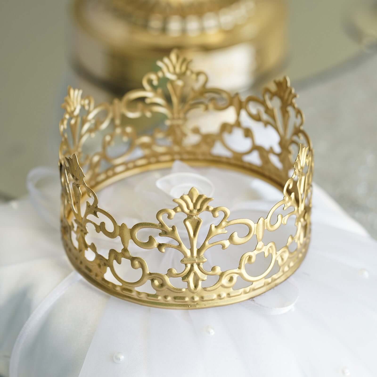 Matte Gold Metal Princess Crown Cake Topper, Wedding Cake Decor 2