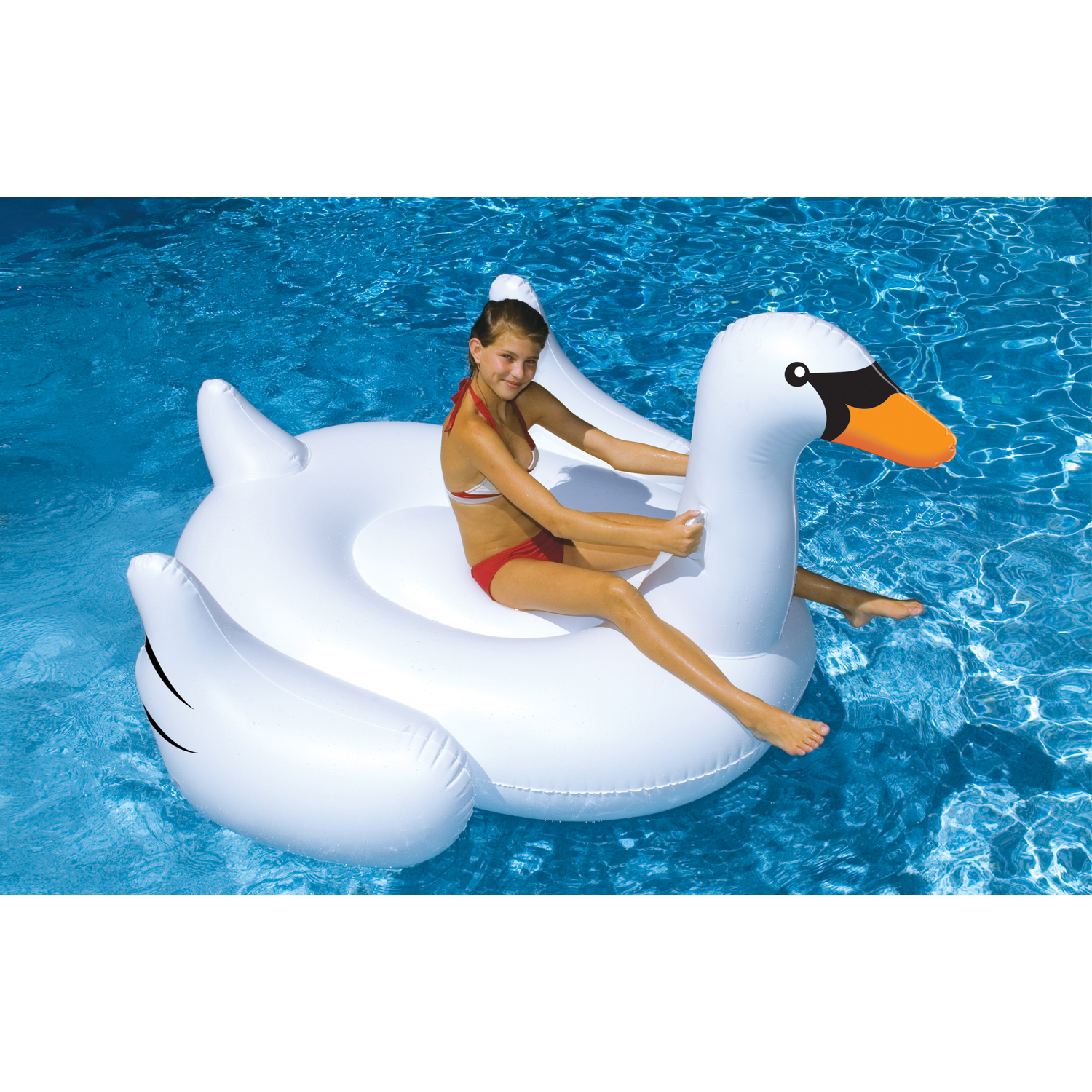 Swimline White PVC/Vinyl Inflatable Swan Pool Float