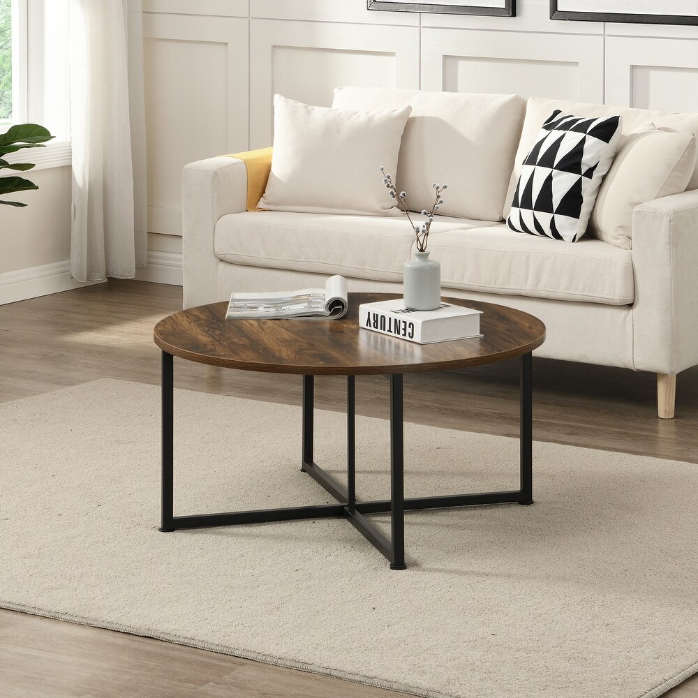 Myhozm 3 piece Round Coffee and Side Table Set with Open Shelves