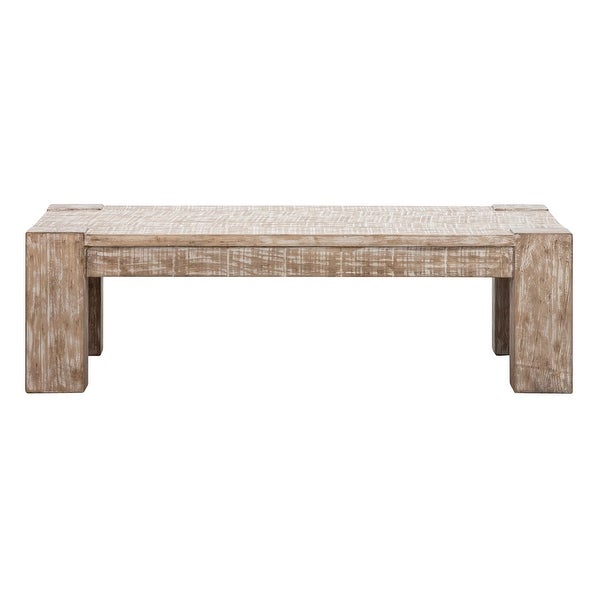 Parson Rectangular Coffee Table， Natural Wood