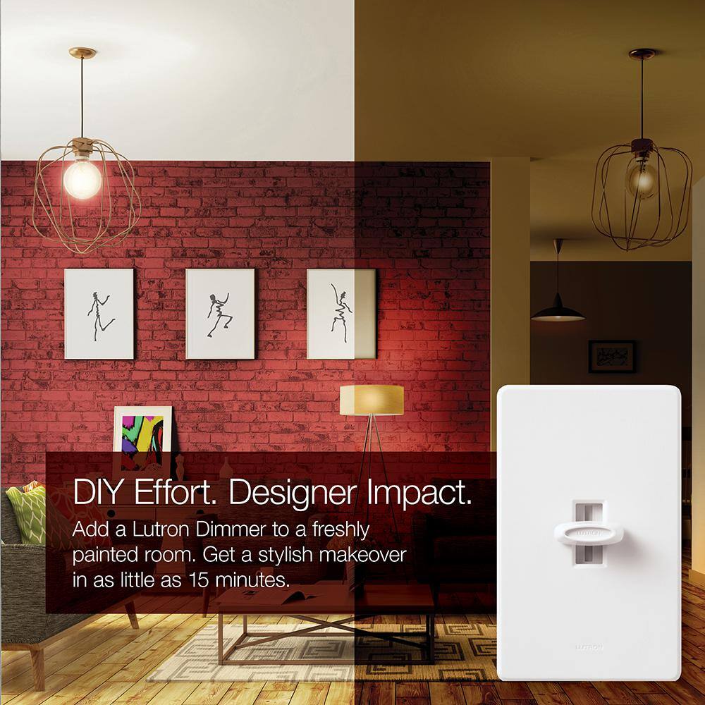 Lutron Glyder Dimmer Switch for Incandescent and Halogen Bulbs 600-WattSingle-Pole White (GL-600H-DK) GL-600H-DK