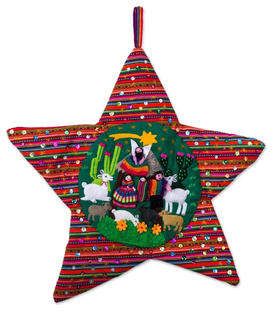 Novica andean Christmas Star Applique Wall Hanging   Farmhouse   Christmas Ornaments   by NOVICA  Houzz