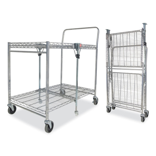 Bostitch Stowaway Folding Carts， Metal， 2 Shelves， 250 lb Capacity， 35