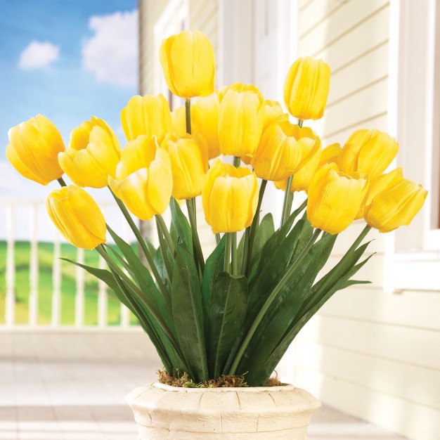 Collections Etc Springtime Tulip Bushel Artificial Maintenance free Bouquet Bush Set Of 3