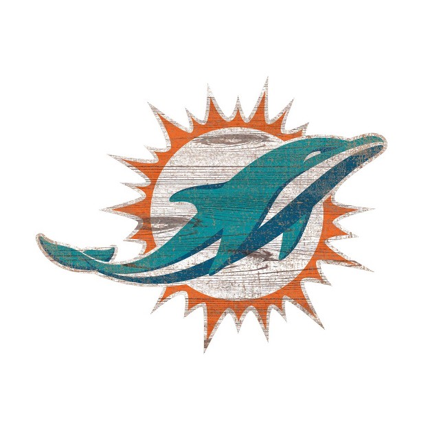 Nfl Miami Dolphins Distressed Logo Cutout Sign