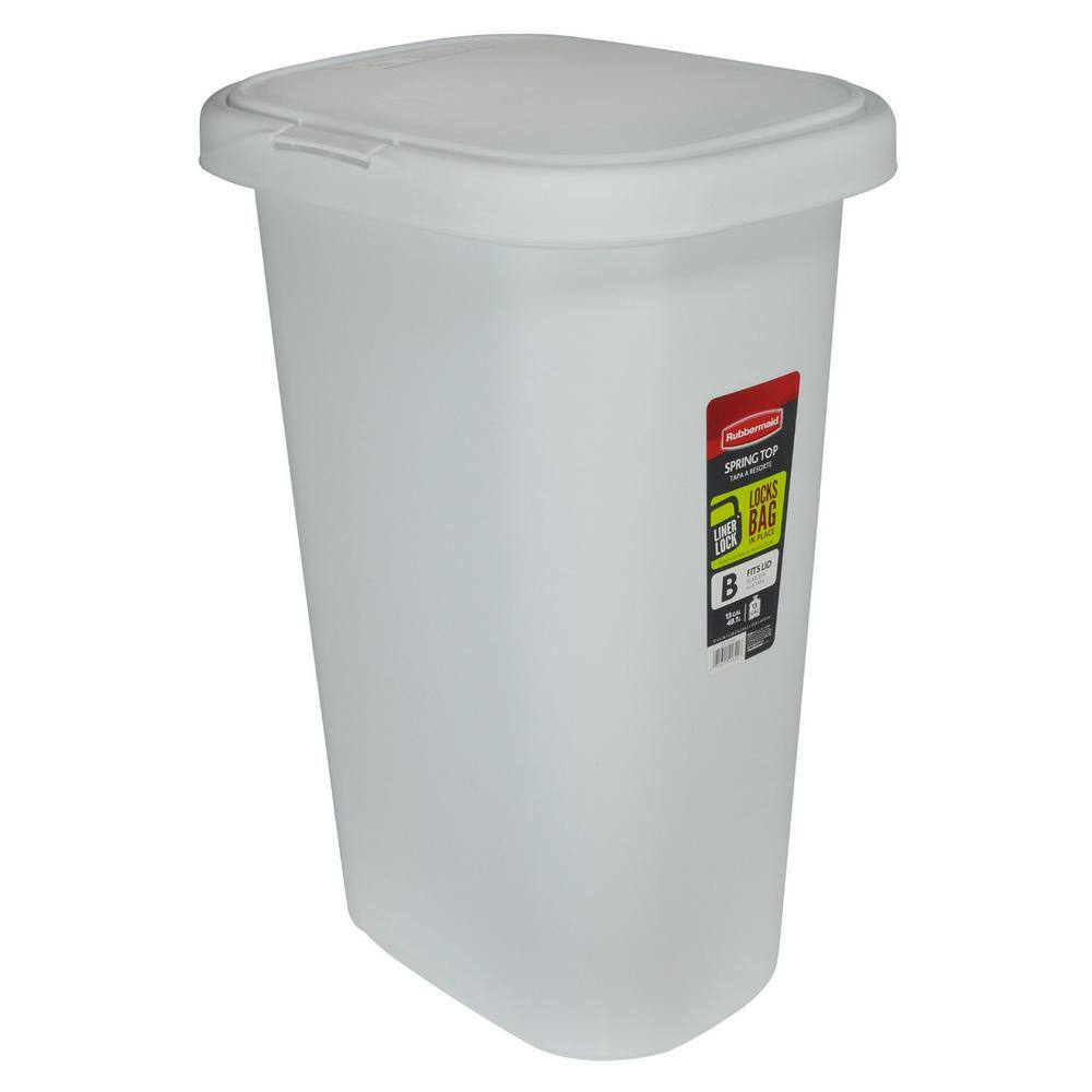 Rubbermaid 13 Gal. White Spring-Top Wastebasket FG5L5806WHT