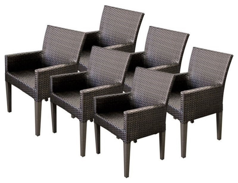 TKC Napa Wicker Patio Arm Dining Chairs in Aruba (Set of 6)   Tropical   Outdoor Dining Chairs   by Homesquare  Houzz