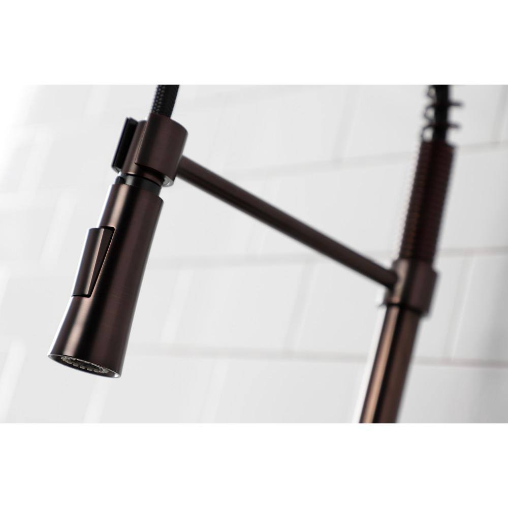 Kingston Brass Continental Single-Handle Deck Mount Pre-Rinse Pull Down Sprayer Kitchen Faucet in Oil Rubbed Bronze HLS8675CTL