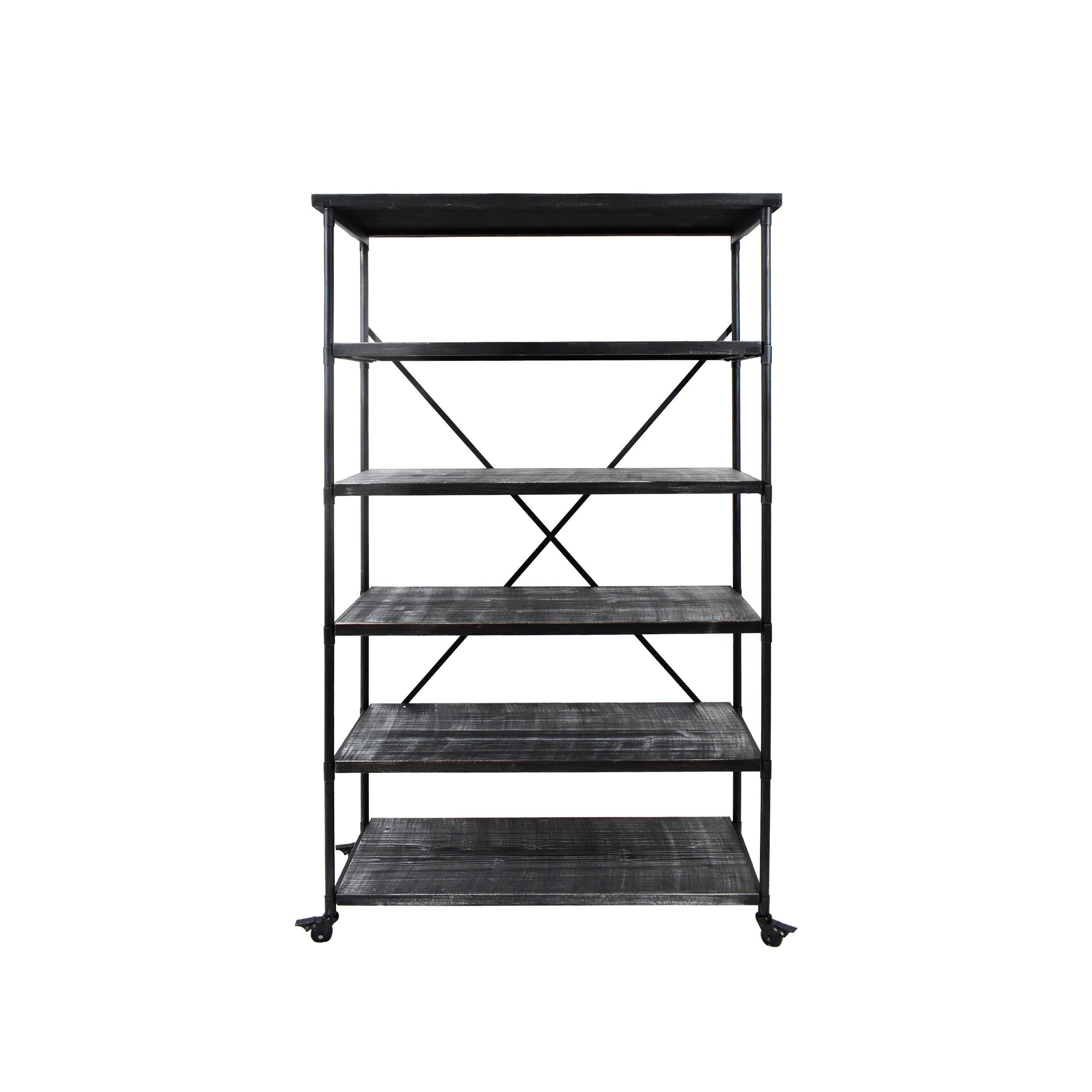 Sullivan Industrial Design 5-Shelf Etagere Bookcase On Wheels