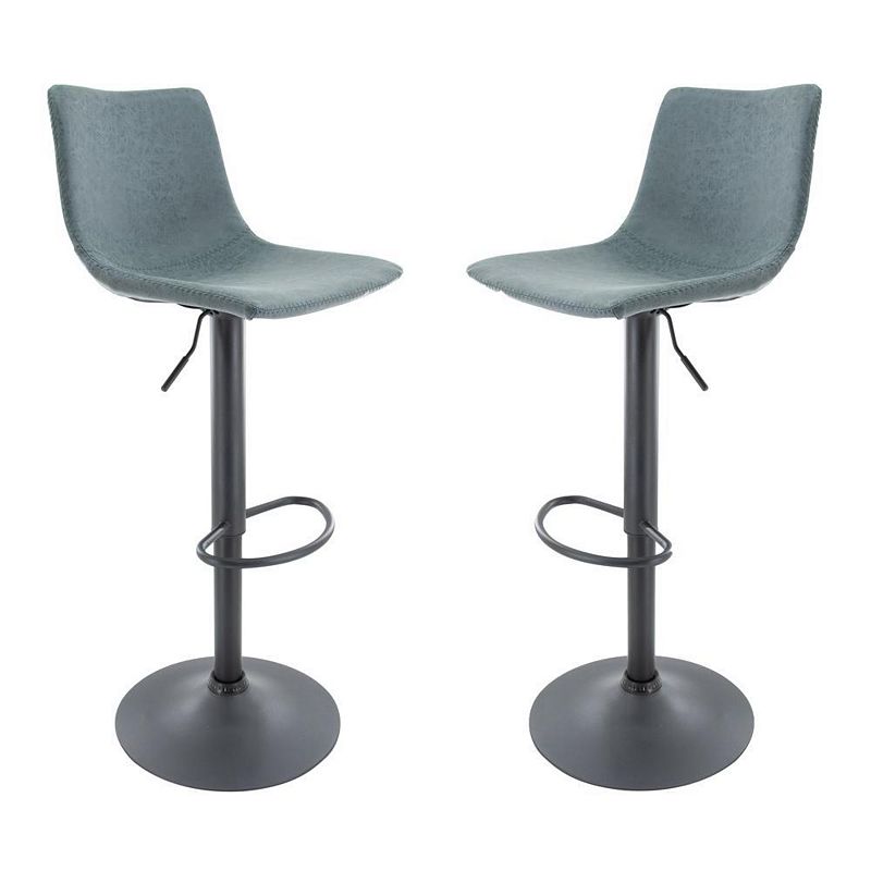 LeisureMod Tilbury Modern Adjustable Bar Stool With Footrest and 360-Degree Swivel Set of 2