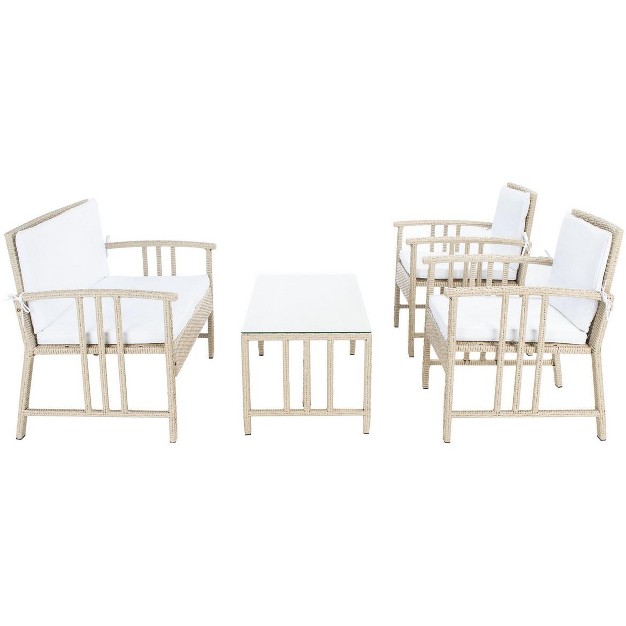 Reslor 4 Piece Patio Outdoor Living Set Safavieh