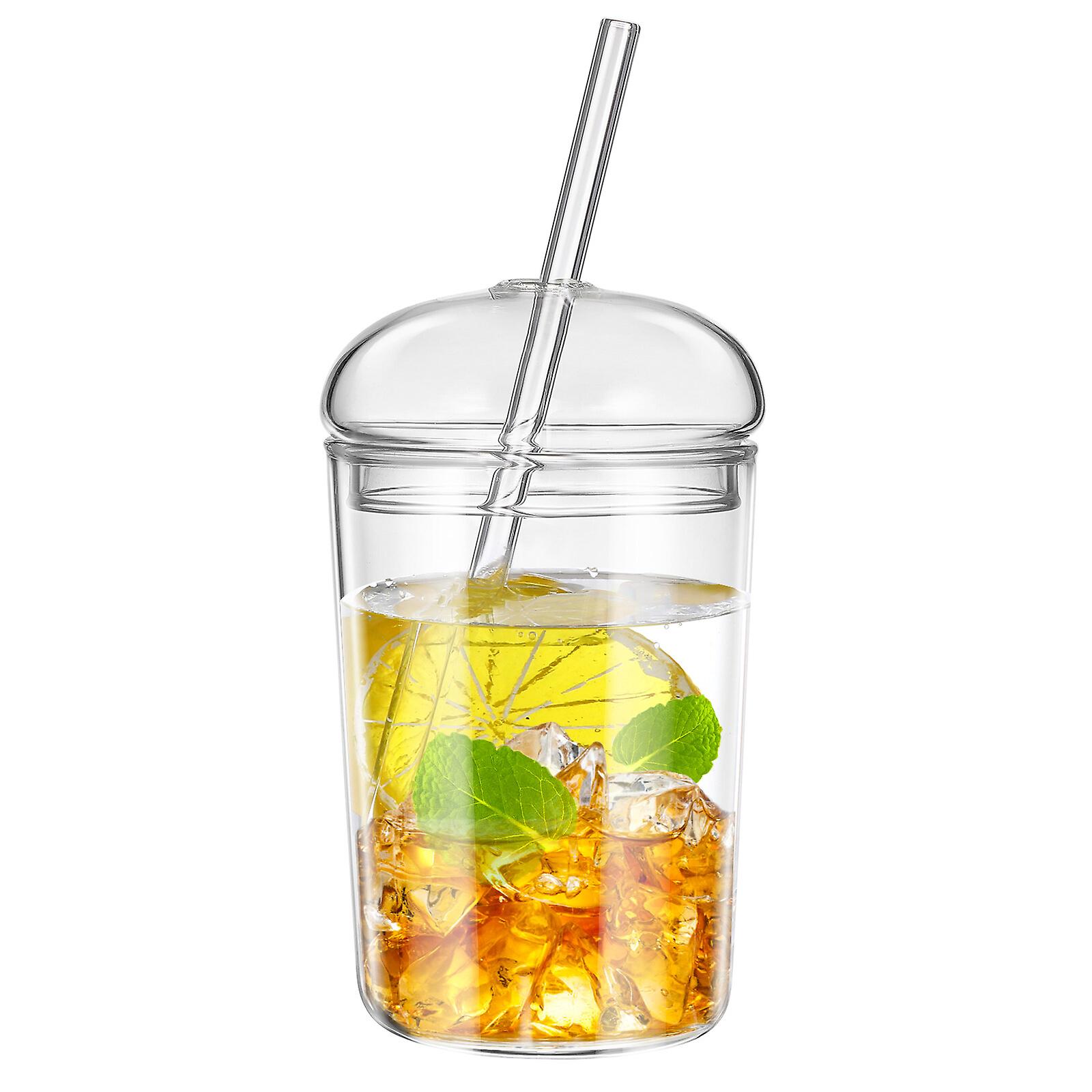 Glass Straw Cup Large Capacity Glass Cup Household Beverage Clear Cup Drinking Cup For Home Office Bar