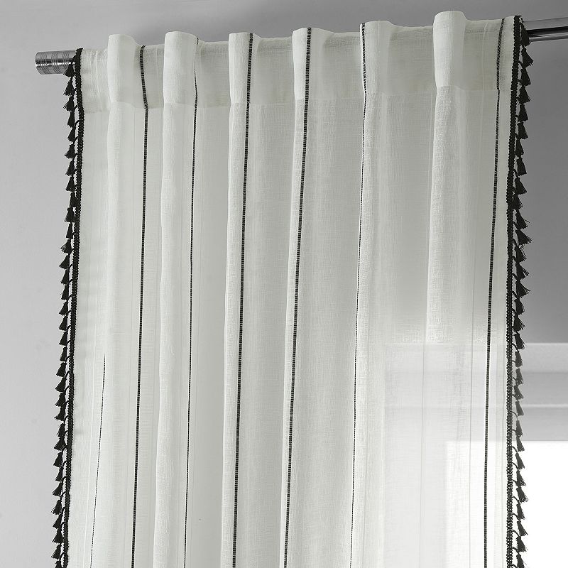 EFF Campane Patterned Faux Linen Sheer Window Curtain Panel