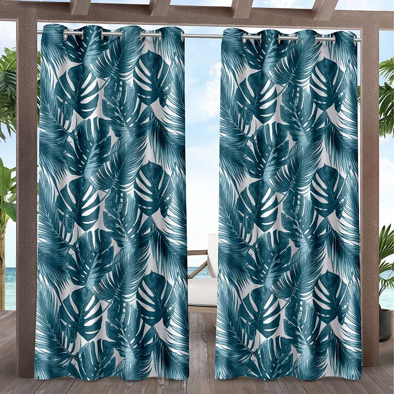 Exclusive Home 2-pack Jamaica Palm Indoor/Outdoor Light Filtering Grommet Top Window Curtains