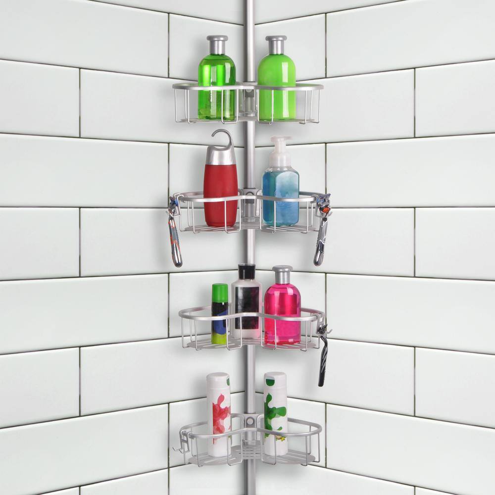 Utopia Alley Flat Shelf Rustproof Corner Shower Caddy Satin Chrome PC3AL