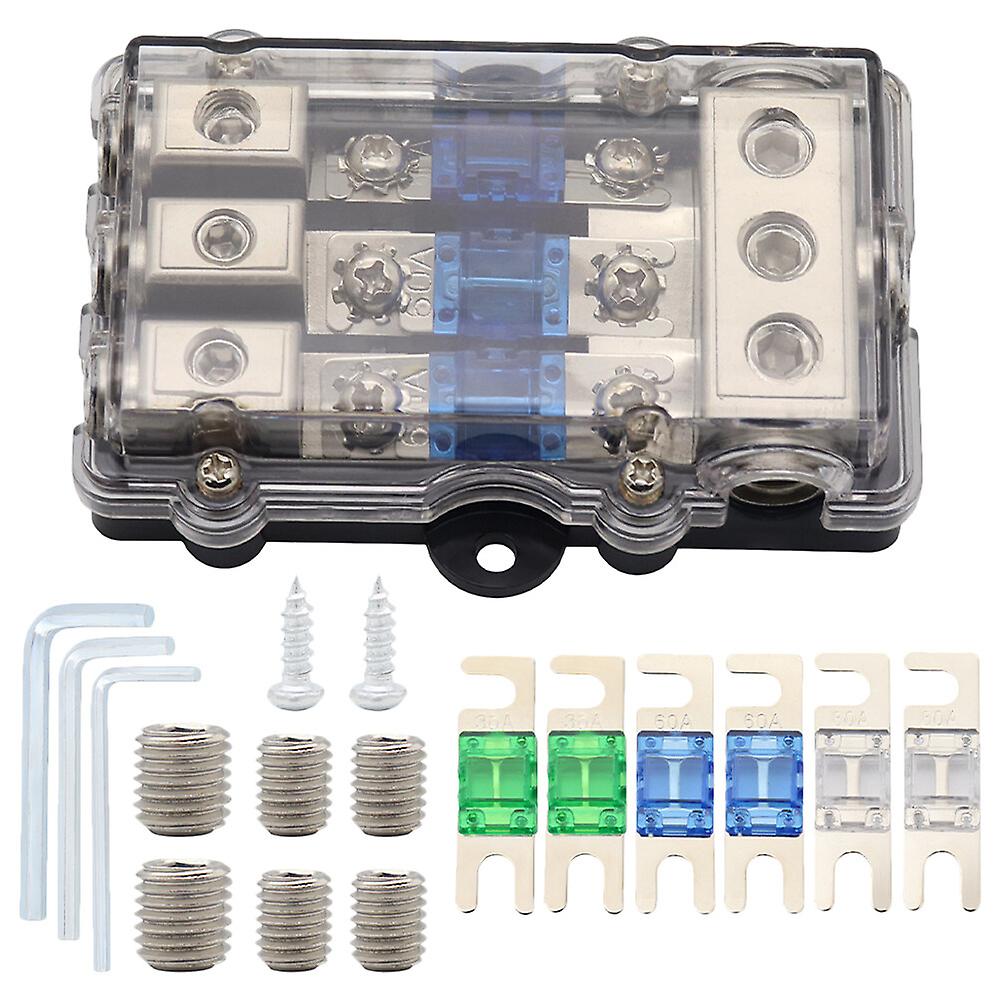 1 Set Fuse Holder Auto Fuse Block 3-way Distribution Block Car Vehicle Boat Fuse Panel