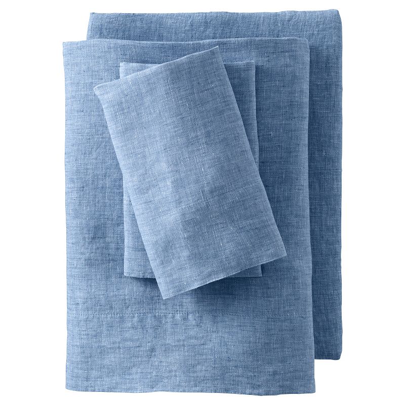 Lands' End Garment Washed Chambray Belgian Flax Linen Breathable Pillowcases