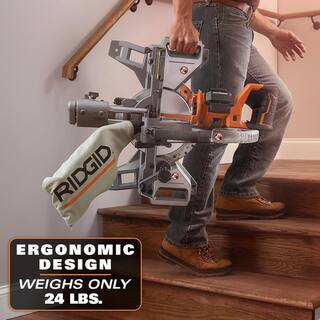 RIDGID 18V Brushless Cordless 7-14 in. Dual Bevel Sliding Miter Saw with Professional Compact Miter Saw Stand R48607B-AC9960