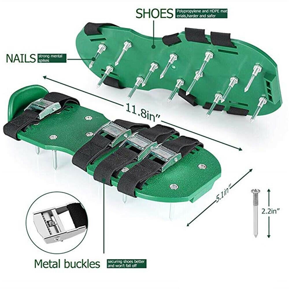 Lawn Aerator Shoes Lawn Spikes Shoes 4 Adjustable Straps Garden Aerating Tool   L