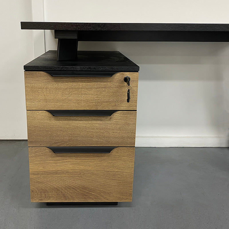 ARTO 2 People Workstation with 2 Cabinets  2.4M - Warm Oak & Black