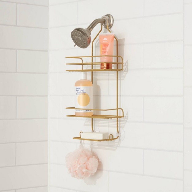 Metal Over The Shower Storage Brass