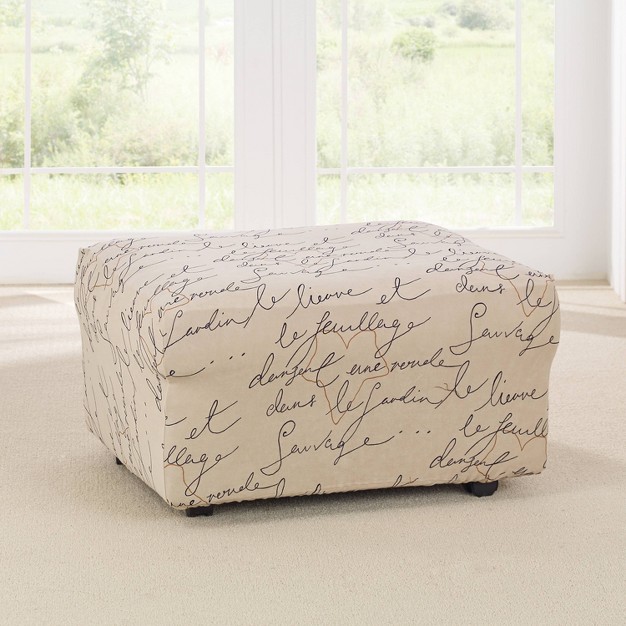 Stretch Pen Pal Ottoman Slipcover Parchment Waverly Home