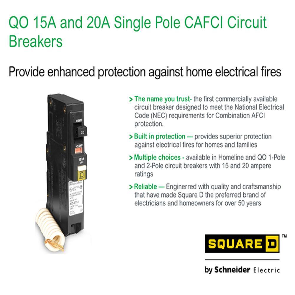 Square D QO 15 Amp Single-Pole Combination Arc Fault Circuit Breaker(QO115CAFIC) QO115CAFIC