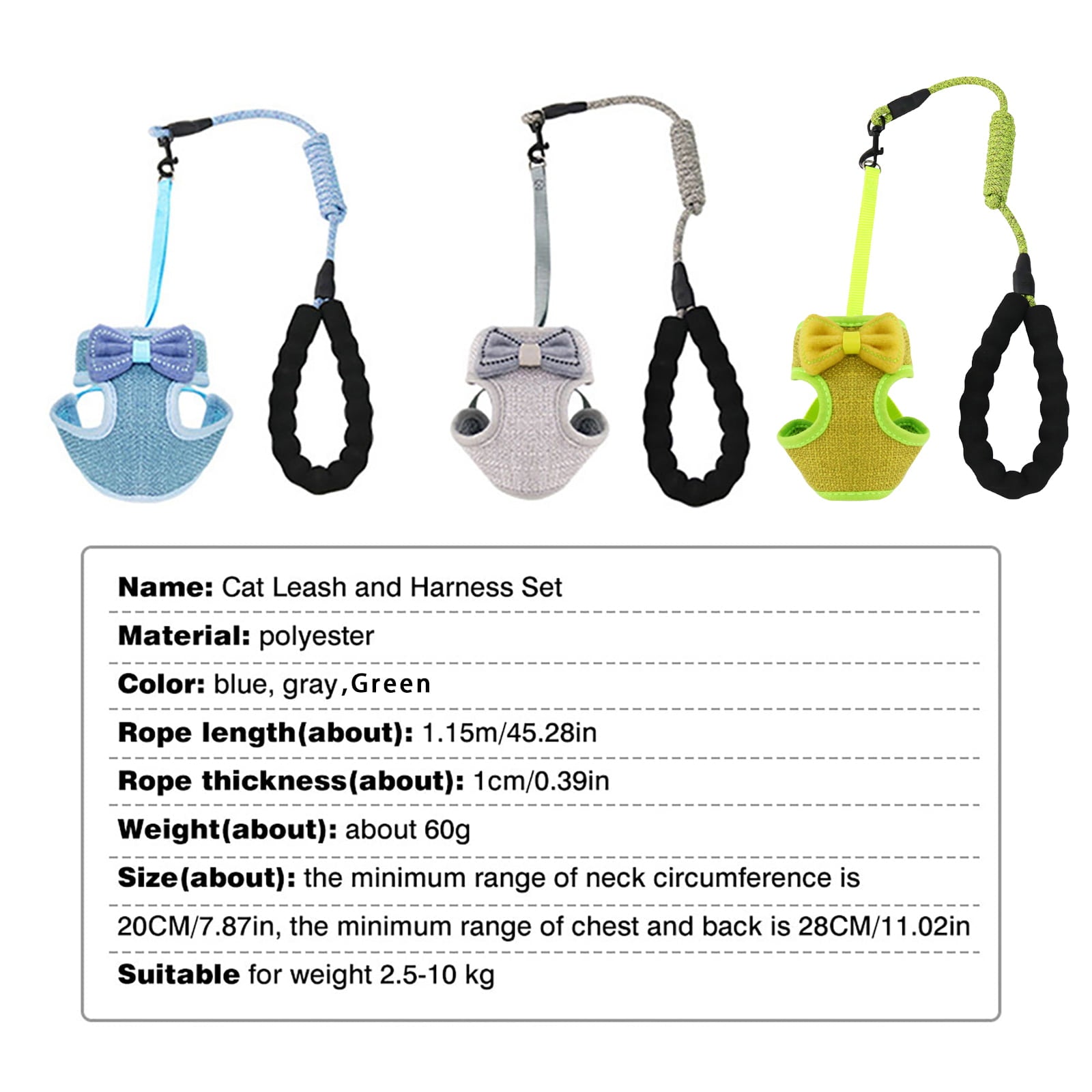 Cat Harness and Leash for Walking， Escape Proof Soft Adjustable Vest Harnesses for Cats， Easy Control Breathable Blue