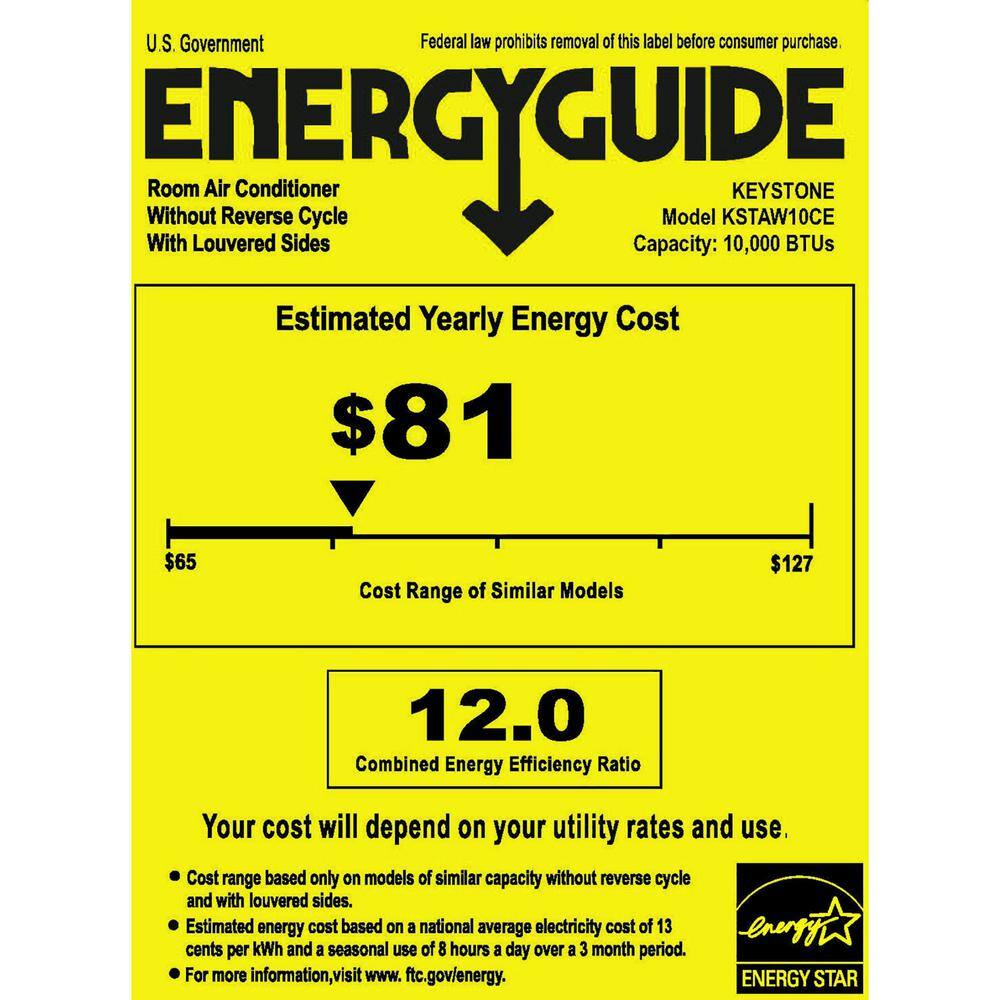 Keystone Energy Star 10000 BTU Window-Mounted Air Conditioner with Follow Me LCD Remote Control in White KSTAW10CE KSTAW10CE