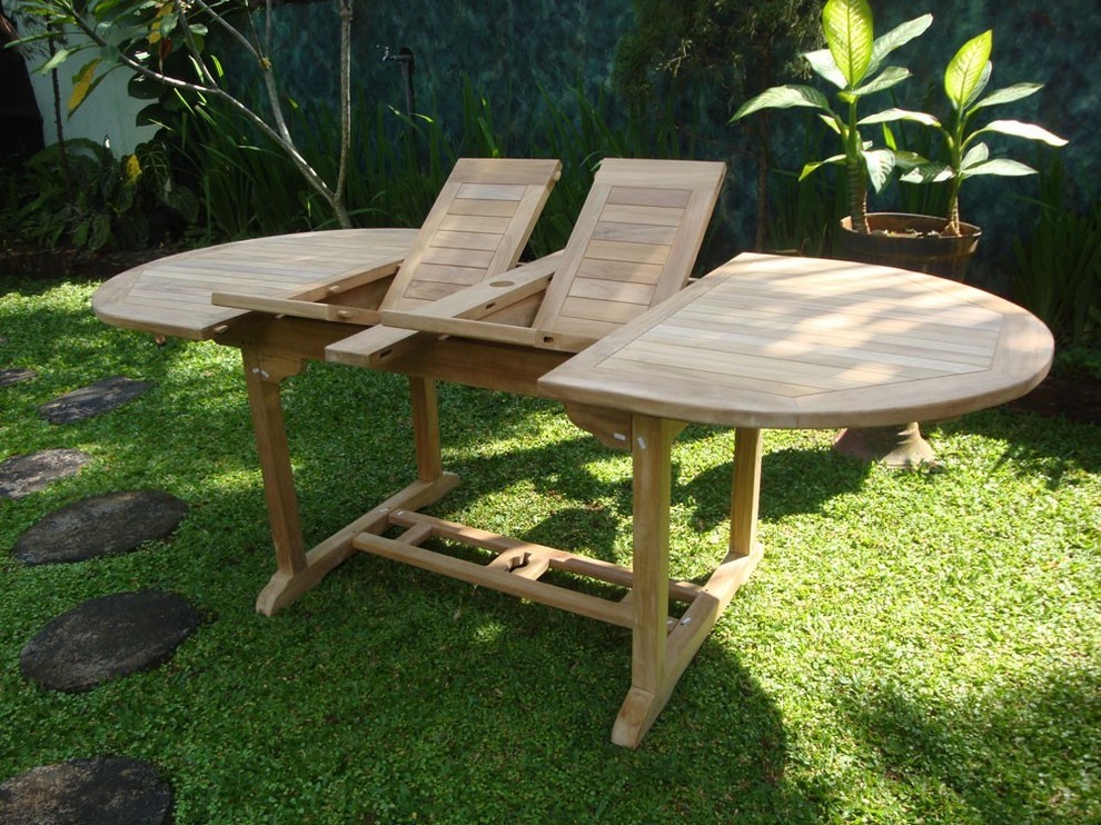 Grade A Teak  Buckingham Oval Double Leaf Extension Table   Transitional   Outdoor Dining Tables   by Windsor Teak Furniture  Houzz