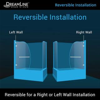 DreamLine Aqua Uno 56-60 in. W x 30 in. D x 58 in. H Frameless Hinged Tub Door with Return Panel in Satin Black SHDR3534586RT09