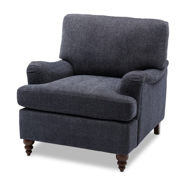 Upholstered Armchair Accent Chair with Solid Wood Legs - 35