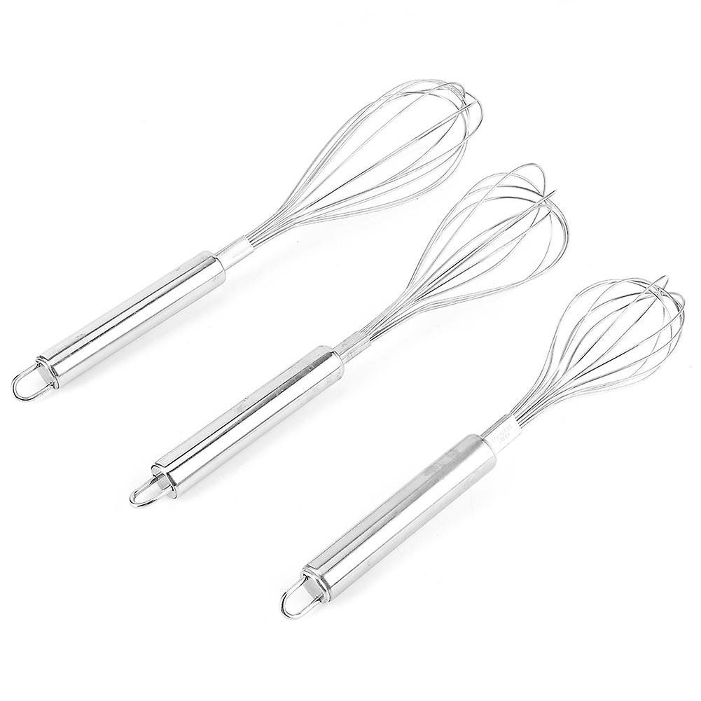 3pcs Stainless Steel Manual Egg Beater Milk Frother Mixer Blender Kitchen Baking Tools