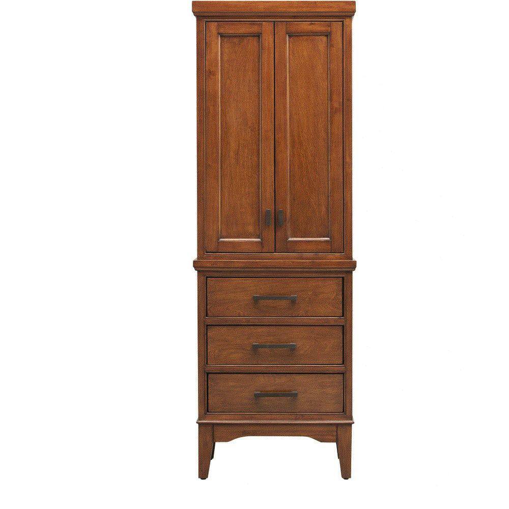 Home Decorators Collection Manor Grove 22 in. W x 15 in. D x 65 in. H Bathroom Linen Cabinet in Tobacco 2246200820