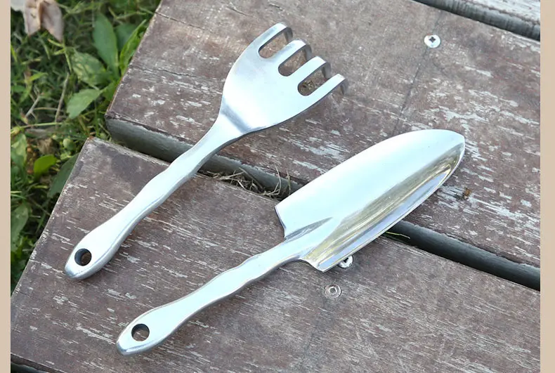 Popular Multi Function Smooth Anti rust High Quality Silver Color Aluminum oy 2 Pcs Garden Tool Set