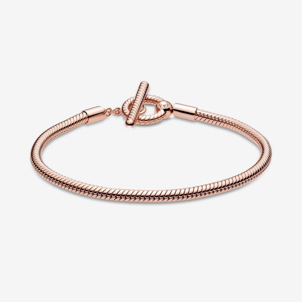 PANDORA  Pandora Moments T-Bar Snake Chain Bracelet in Rose Gold