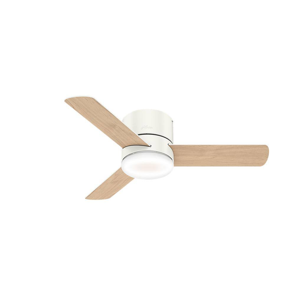 Hunter Minimus 44 in. Low Profile Integrated LED Indoor Fresh White Ceiling Fan with Light Kit and Remote 59452