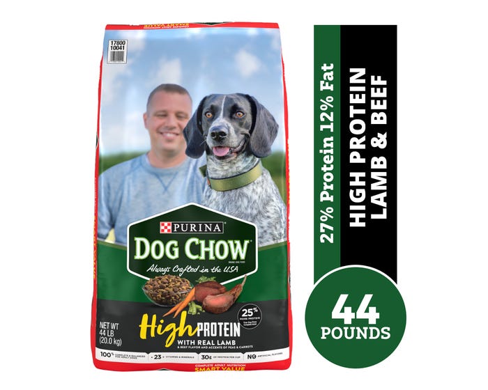 Purina Dog Chow High Protein， Lamb  Beef Flavor， 44 lb. Bag