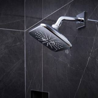 GROHE Rainshower SmartActive 3-Spray Patterns 1.75 GPM 6.5 in. Square Wall Mount Fixed Shower Head in StarLight Chrome 26797000