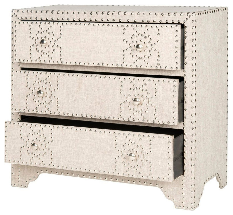 Modern Cabinet Storage With 3 Drawers and Silver Nail Head   Transitional   Accent Chests And Cabinets   by Miron Demid LLC  Houzz
