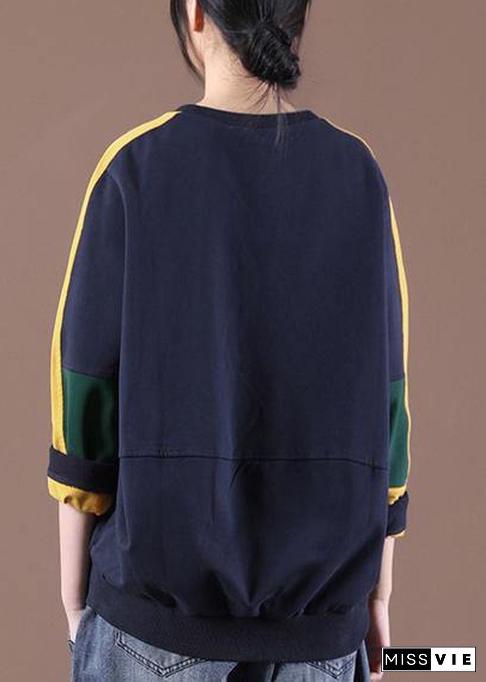 Modern Navy Patchwork Sweatshirt