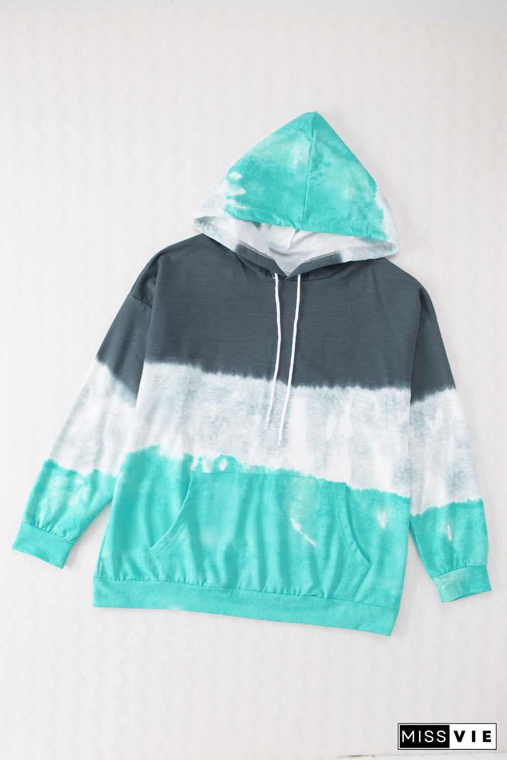 Green Gradient Colorblock Pullover Hoodie