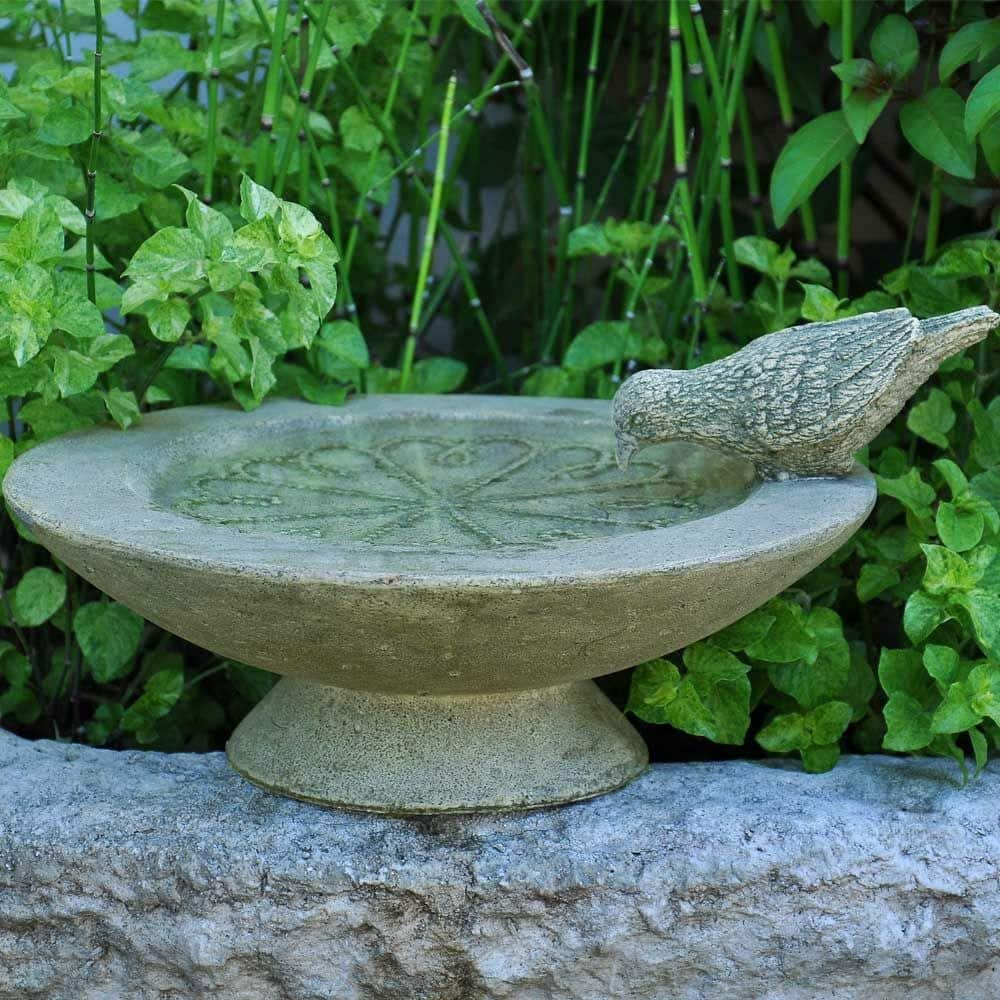 MPG 12 in. Dia Cast Stone Fiberglass Table Birdbath PF5861SAG