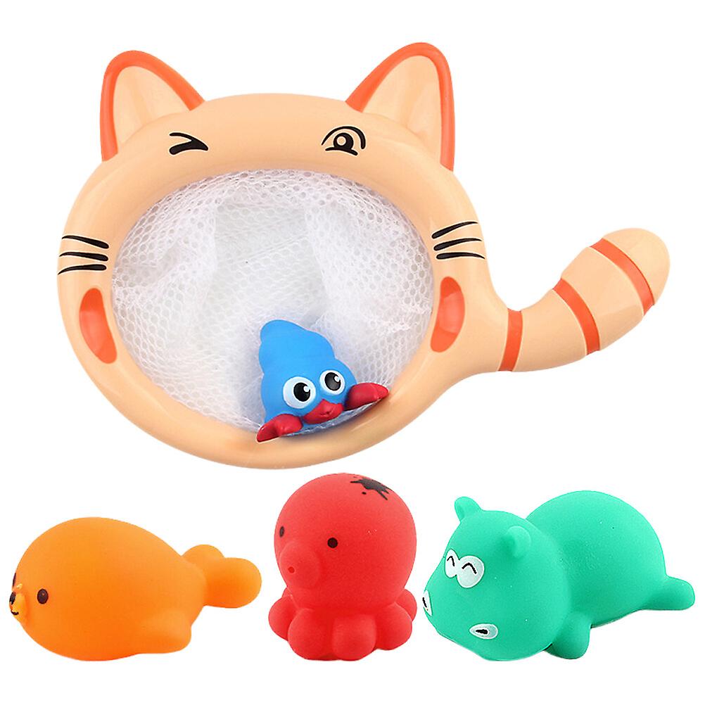 1 Set Of Bathing Toyanimals Toy Kids Shower Fishing Net Toy Funny Shower Toys