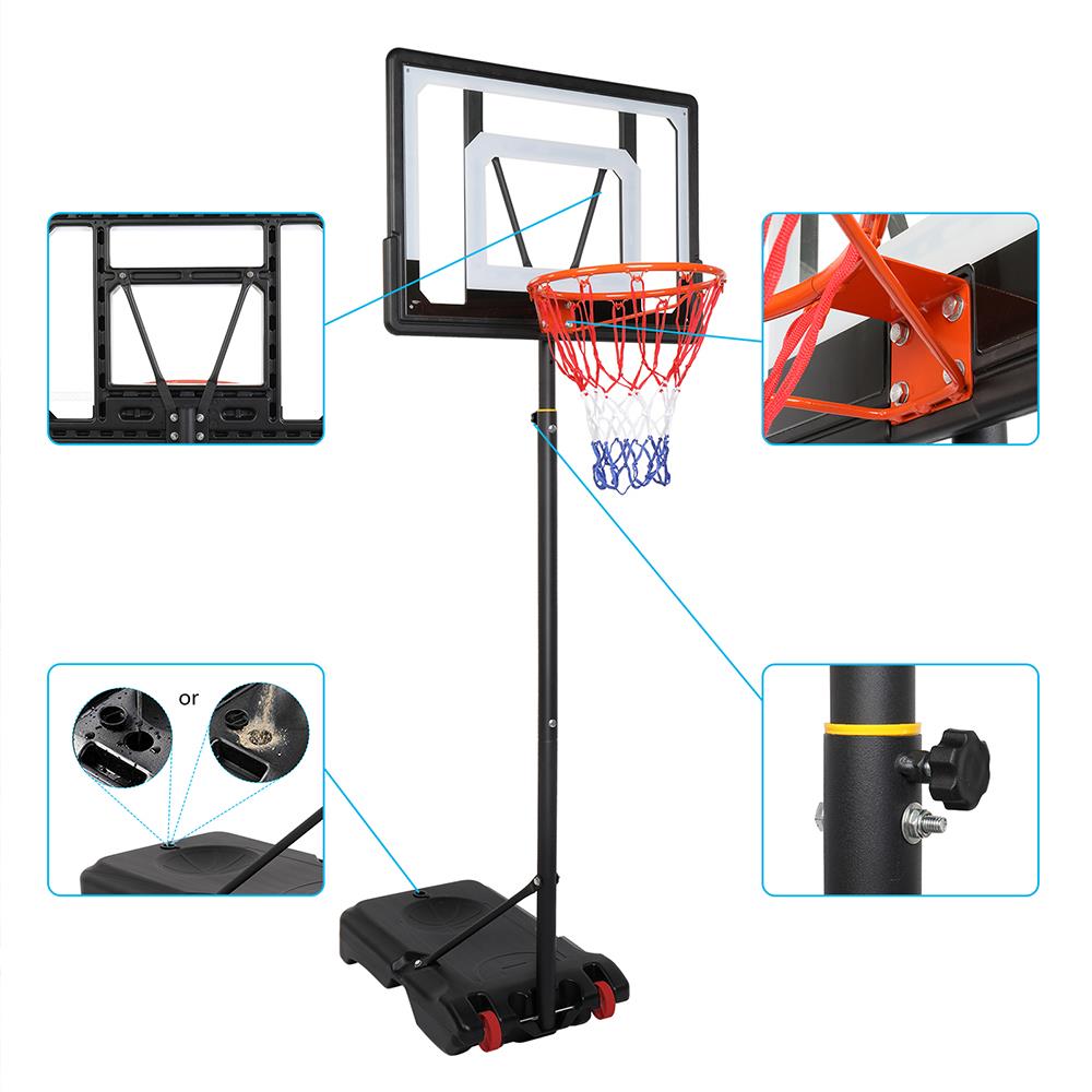 Ktaxon 5.2-6.9 ft Height Adjustable Basketball Hoop Stand， Portable Basketball Goal System， with Wheels and PVC Backboard， for Kids Teen Indoor/Outdoor Playing， Boys Girls Exercise Game Toys