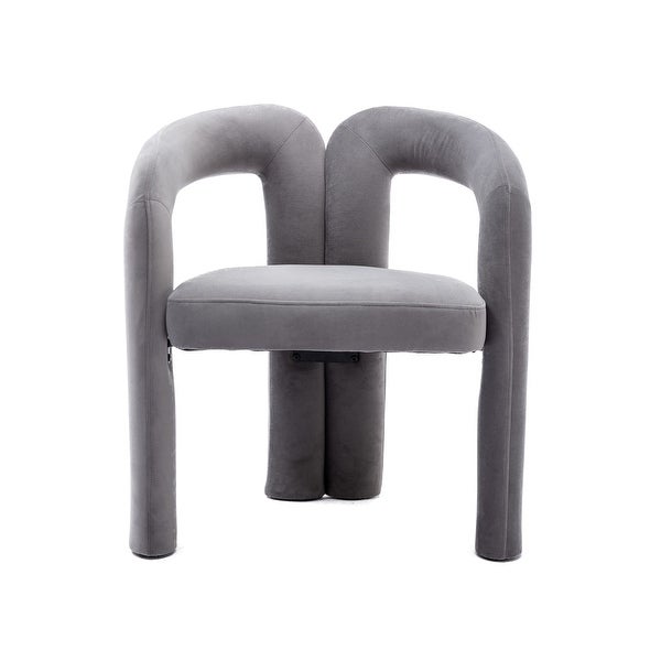 Velvet Upholstered Goat's horn Armless Accent Chair For Living Room