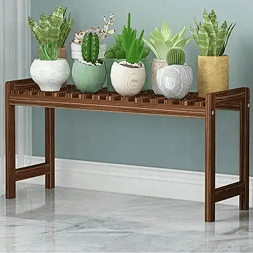 Magshion Set of 3 Pine Wood Plant Stand Cart Tier Step Tall Planters Flower Pot Shelf Display Rack Patio Balcony